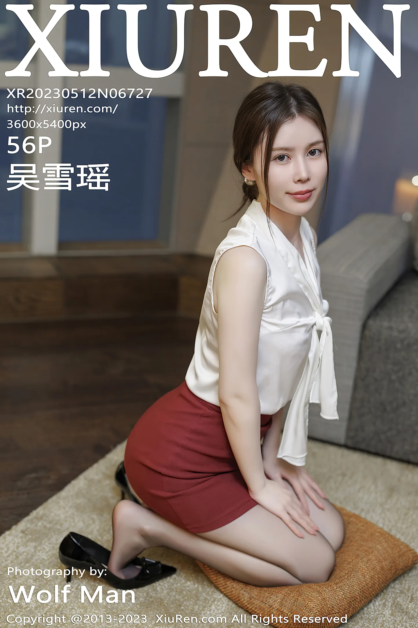 [XiuRen秀人网]No.6727_模特吴雪瑶白色上衣配暗红短裙露性感内衣秀曼妙身材诱惑写真56P-秀人网 - XiuRen.Space